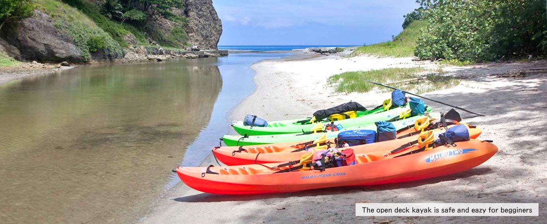 The open deck kayak is safe and easy for beginners. Shanti Bovie's kayak tours come with instruction for beginners.